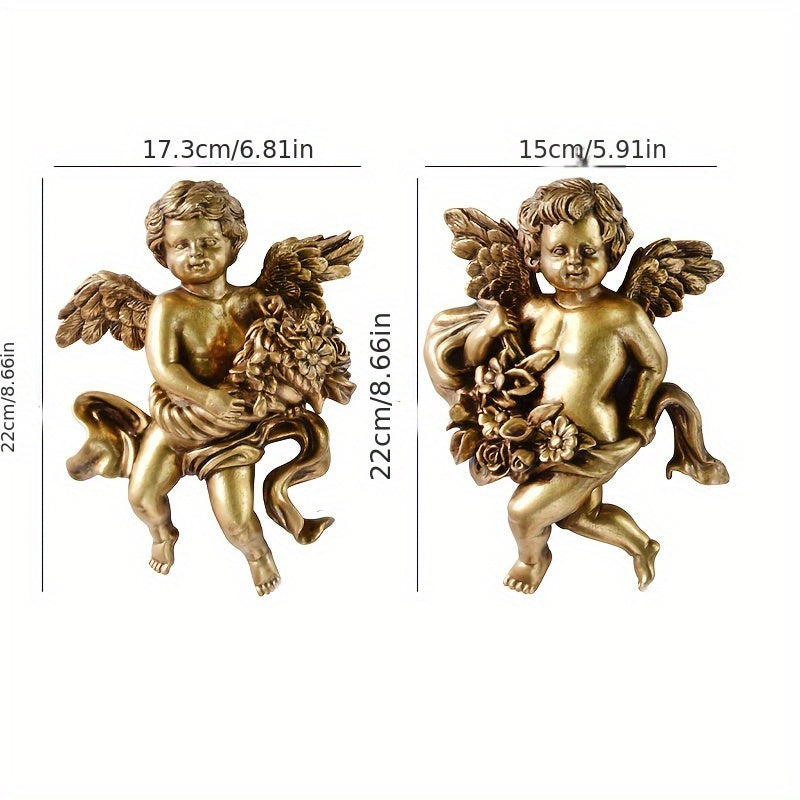 3D Resin Cherub Statue - European Style Home Decor, Wall Hanging for Living Room, Christmas Holiday Ornament - No Power Required - 3D Wall Art Decor - Perfect Gift for Home Decor Enthusiasts & Christmas Lovers