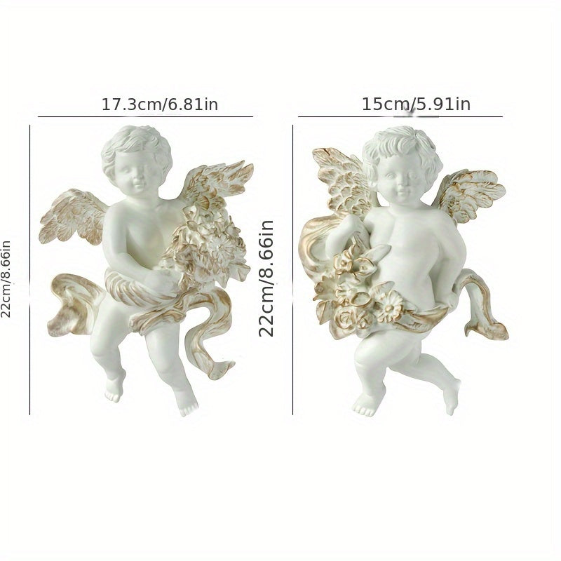3D Resin Cherub Statue - European Style Home Decor, Wall Hanging for Living Room, Christmas Holiday Ornament - No Power Required - 3D Wall Art Decor - Perfect Gift for Home Decor Enthusiasts & Christmas Lovers