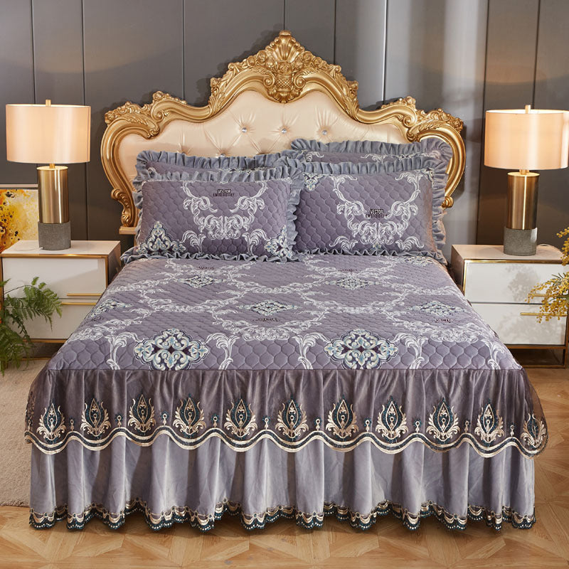 Single Piece Short Plush Bed Cover