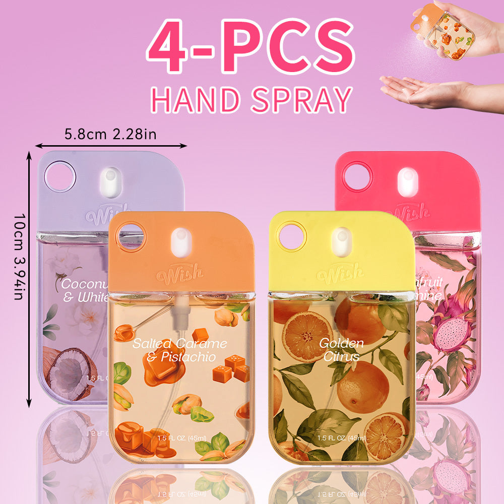 8 Scents of hand Perfume spray, (1.5 OZ/45 ML each) mini travel essential items, Portable Aloe Vera Hand Perfume Spray, Power Mist Hydrating, Hands Cleaning, Hydrated, And Delicately Scented.Travel Size For Moisturizing Hand