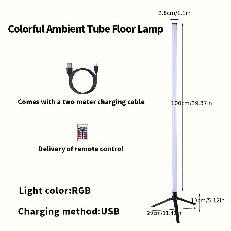[Smart RGB Floor Lamp] Wireless APP Dimming RGB Floor Lamp, Smart RGB LED Corner Floor Lamp, Simple Living Room Decorative Lamp With Remote Control + USB Cable