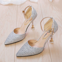 New Sequins Sexy Pointed Shallow Mouth Wine Glass Heel