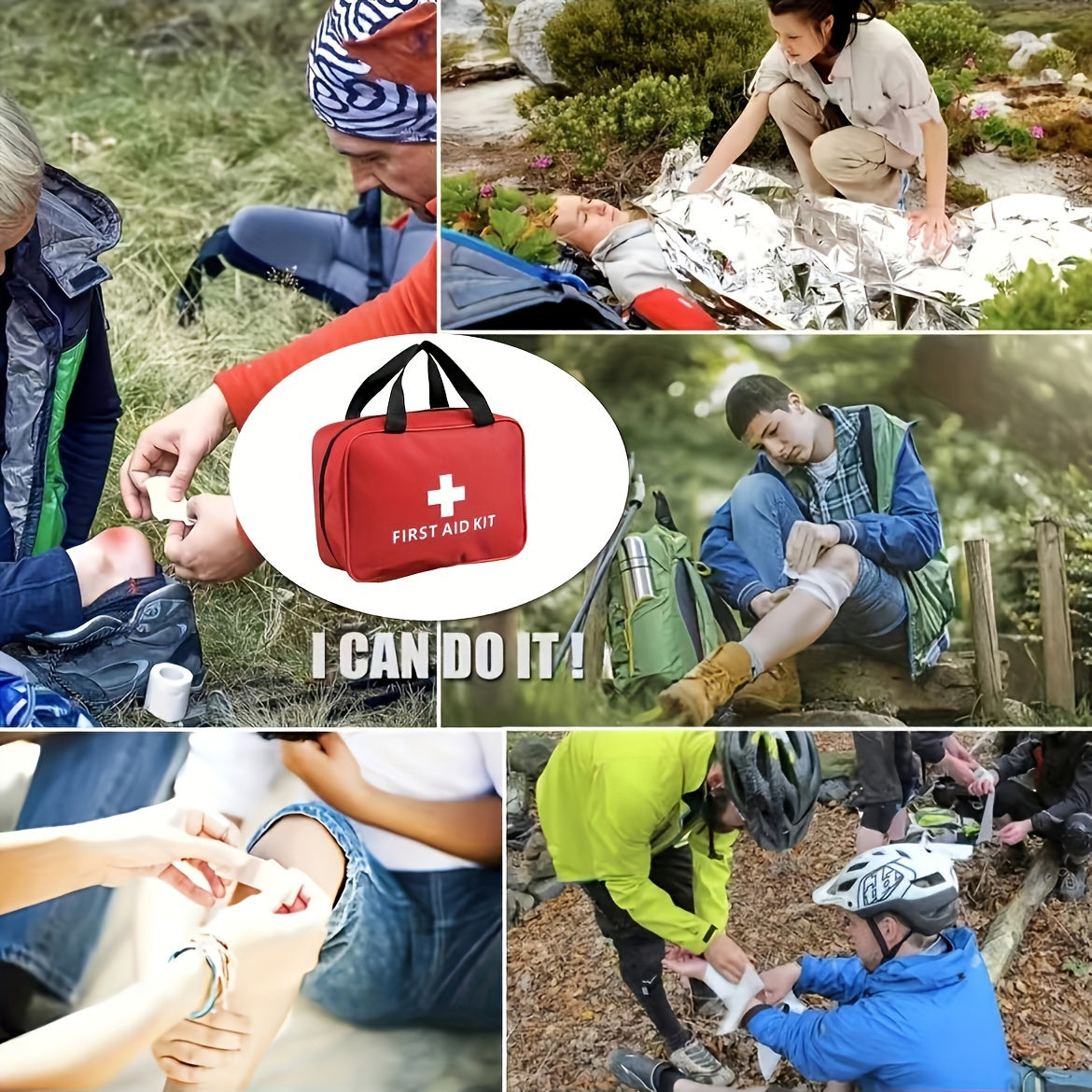 2-Size Fully Portable Multi-Functional Life-Saving First Aid Kit - Suitable for Home, Car, Camping, Hiking, Campus Preparation, and Disaster Response - Including Basic Life-Saving Tools