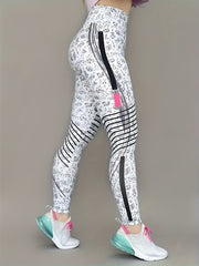 Autumn And Winter Super All-in-one Fashion Small Icon Printed Women's Pants Home Casual Outing Date Elastic Comfort High Waist Hip Lift Waist Yoga Pants