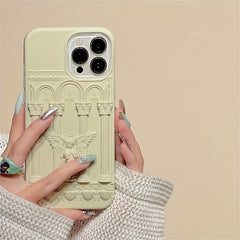 Unique 3D Design Classical Art Angel Statue Phone Case for iPhone 15/14/13/12/11 Plus/Pro/ProMax, Retro Soft Silicone Protective Shockproof Cover