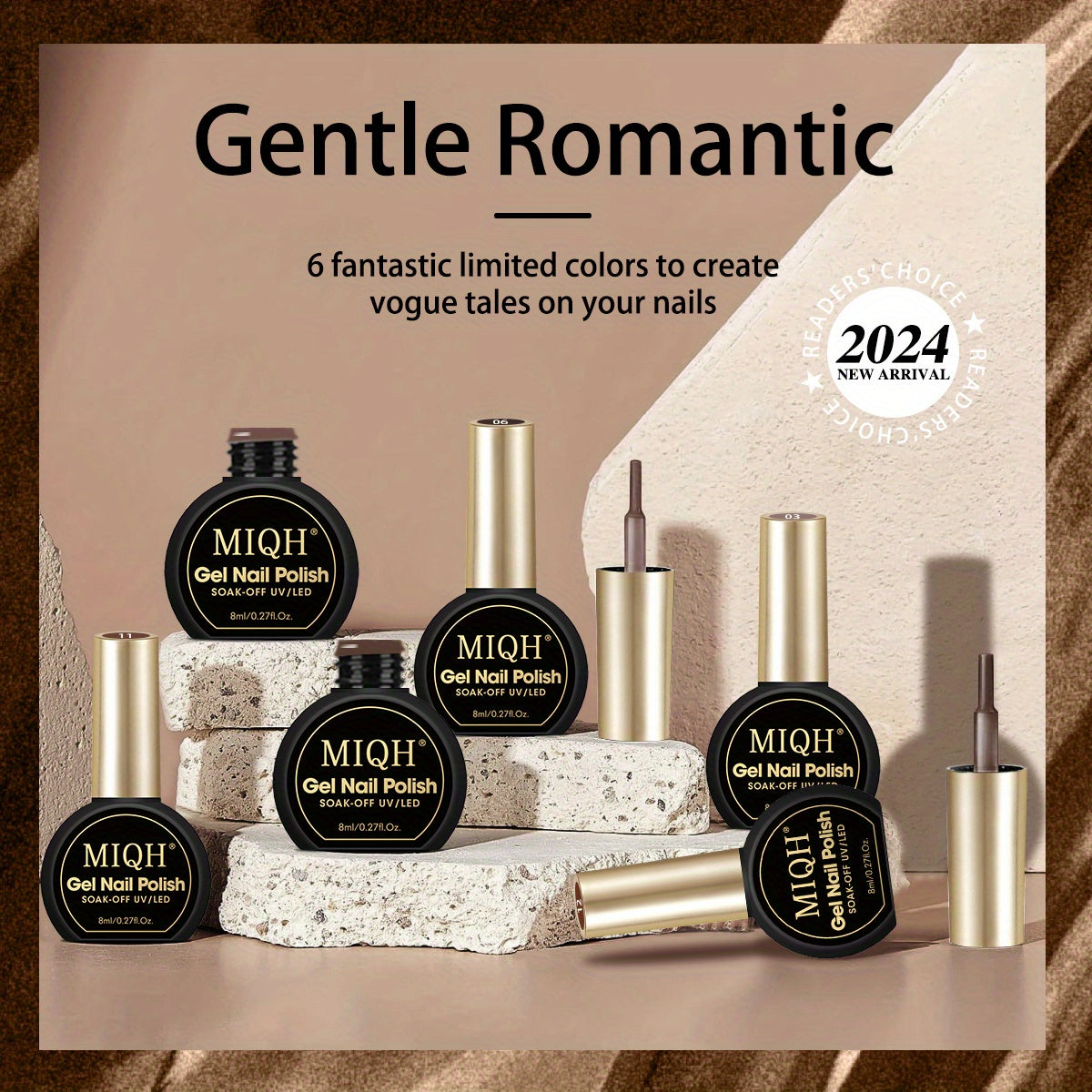 MIQH 2025 New Fashion Comfort 6pc Nail Polish Set Brilliant Dark Brown Gel Nail Polish Set Quick Dry Nail Polish Finger Nail Polish Bulk Nail Polish Diy Nail Art Salon Home Gift for Women Girls.Nails Set for Valentineaposs Da