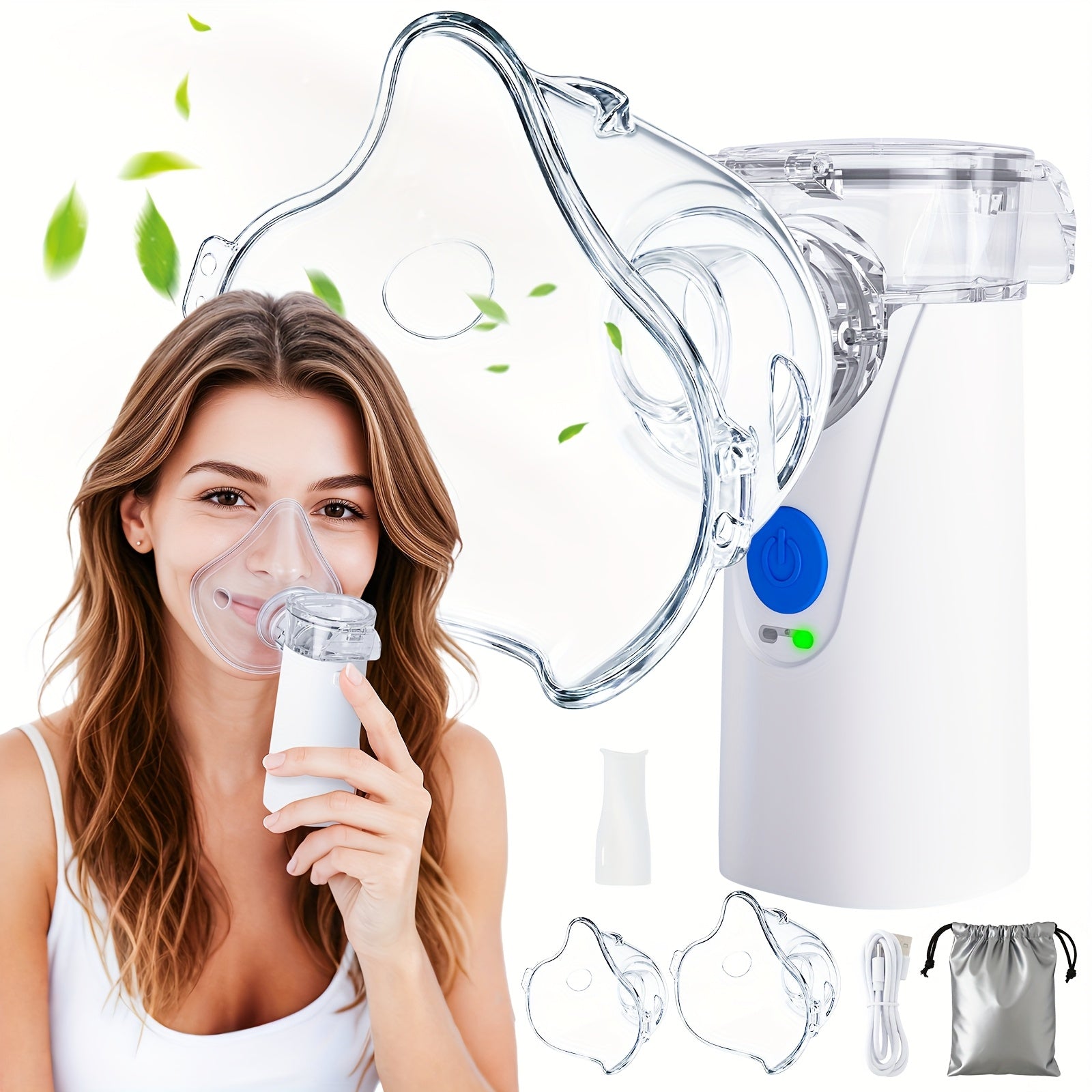Portable Handheld Mesh Nebulizer, Medical Grade Mute Particulate Nebulizer, Suitable for Asthma, Cough, Bronchitis, Including Adult Mask & Bite Mouthpiece, Suitable for The Elderly, Adults And Children Is A Must for Travel Ho