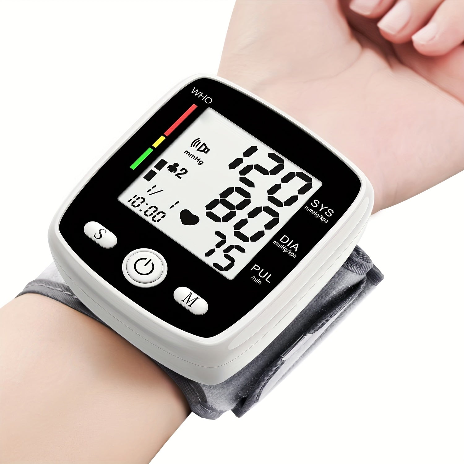Wrist Blood Pressure Monitor Digital BP Monitor Rechargeable BP Machine With 2x99 Readings Memory Large LCD Display Voice Broadcast Portable Carrying