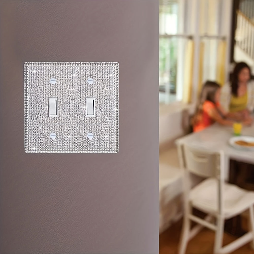 1pc Flashing Silvery Rhinestone Light Switch Cover Shiny Crystal Sparkling Wall Plate Decorative Lamp Switch or Outlet Socket Wall Plate Cover Toggle Switch Plate Cover