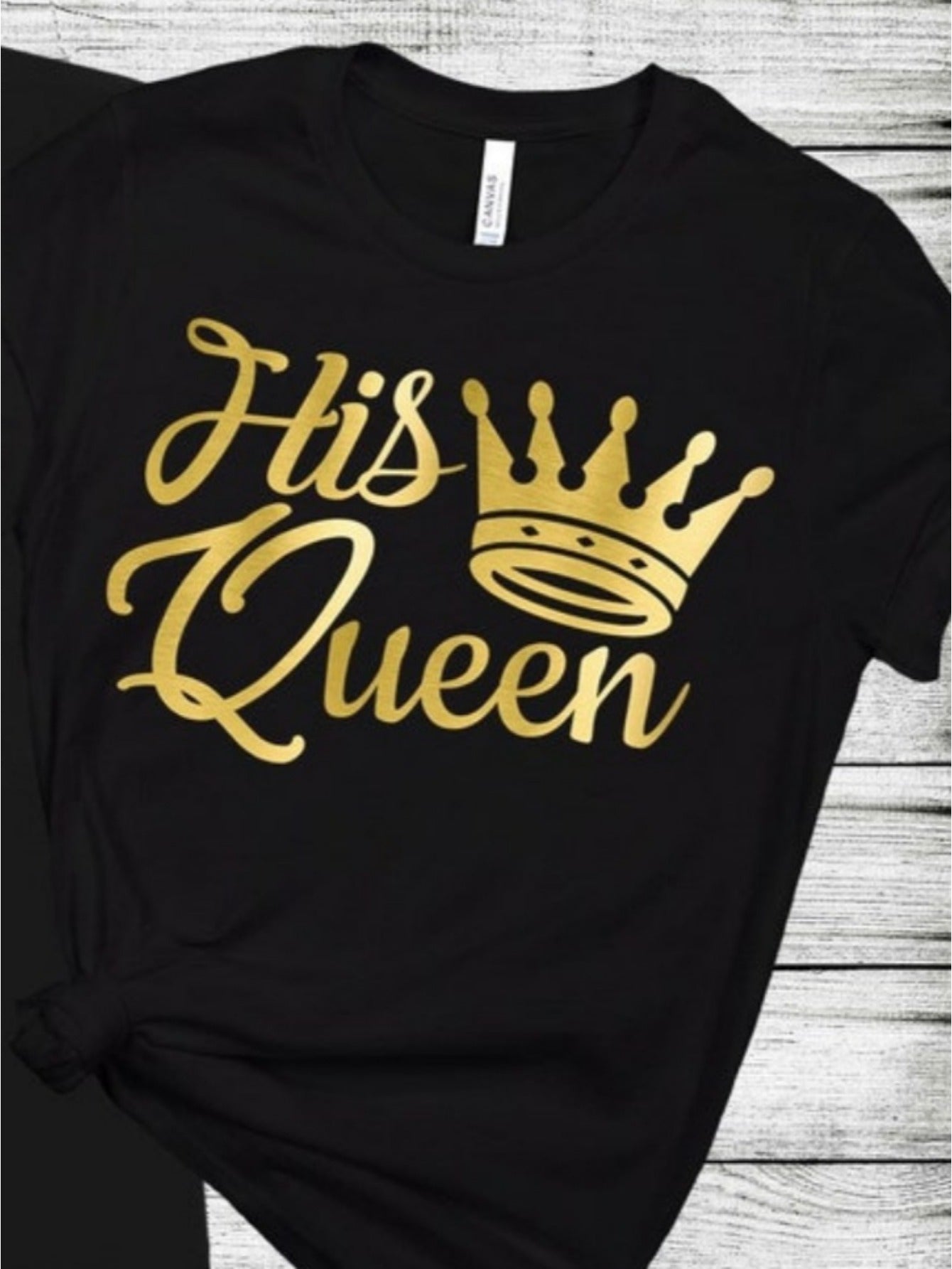 1pc Her King and His Queen Print Couples Matching T-Shirts - Casual Pure Cotton Short Sleeve Crew Neck Tees for Newlyweds & Lovers - Perfect for Christmas & Valentine's Day Gifts 180g Tee, Romantic Couple Wear, Newlywed Appar