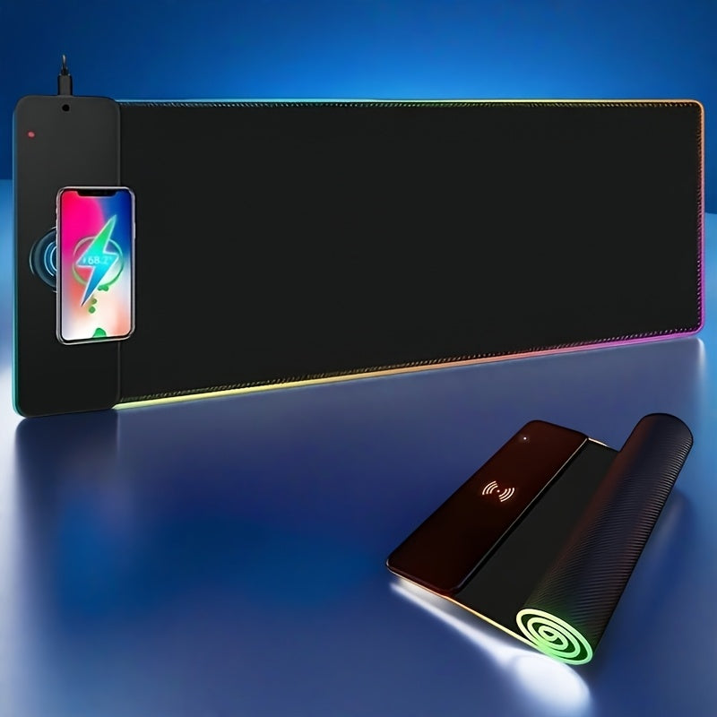 Mouse Pad Mobile Wireless Charger, Mouse Pad, Illuminated RGB, Extra Large, Thick, Non Slip Desk, Computer, Student Laptop, Keyboard Pad, Desk Pad, Game Pad, Large Mousepad, Extra Large Gaming Mouse Pad, Printed Mouse Pad, Fu