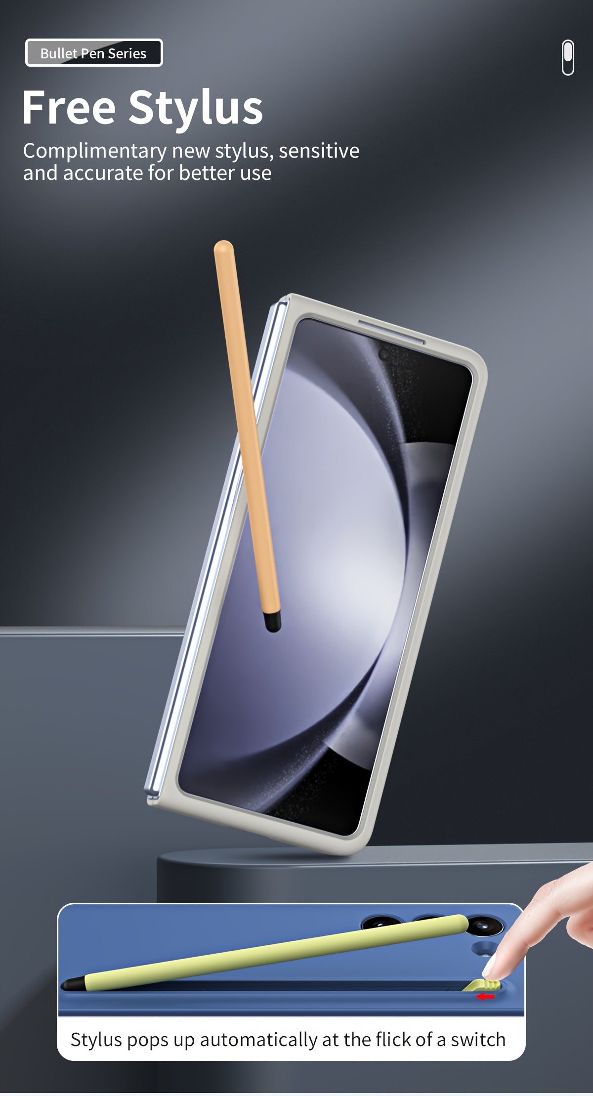 Suitable For Samsung Z Fold5 phone case with Spen Stylus Drop Proof for Samsung Galaxy Zfold 5 Slim folding case with built-in pen slot with stylus