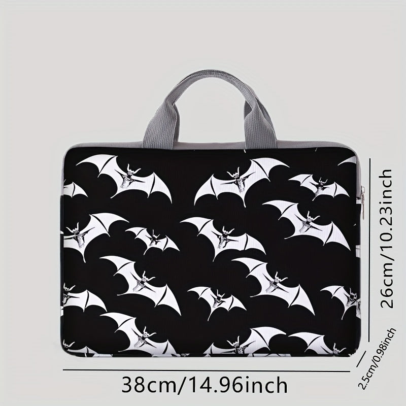 1pc Bat Printed Notebook Computer Bag, Simple Briefcase, Notebook Computer Protective Bag, Laptop Tablet Commuter Briefcase, File Storage Bag