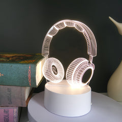 1pc 3D Headphones Night Light with Monochrome Warm White LED, USB Plug-in Ambient Bedroom Decor, Creative Gift for Family &amp; Tech Lovers, No Batteries Needed, Bedroom Accessory, Decorative Lamp, Decorative Craftsmanship