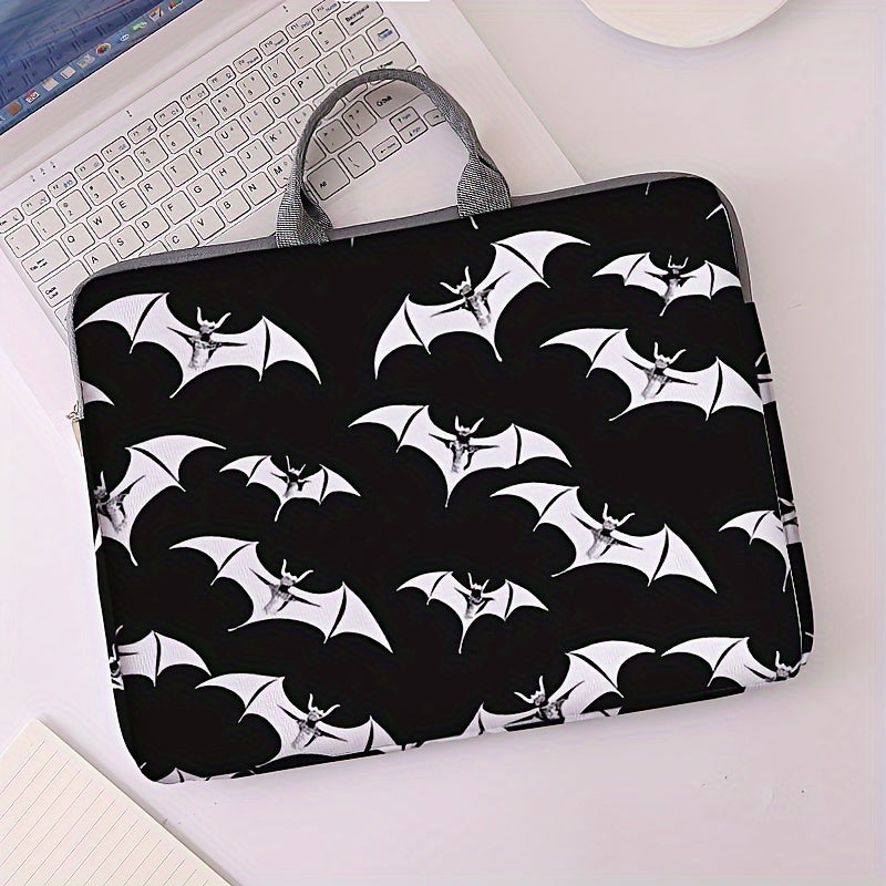 1pc Bat Printed Notebook Computer Bag, Simple Briefcase, Notebook Computer Protective Bag, Laptop Tablet Commuter Briefcase, File Storage Bag