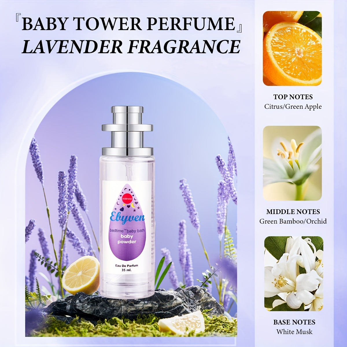 Elyuen Women's Perfume - Floral, Vanilla, Lavender, Cherry Blossom - Elegant Pink/Blue/Purple/White Bottles - Alcohol-Based Long-Lasting Fragrance (10-20% concentration) - BPA-Free - Everyday &amp; Special Occasion Women's Perfum