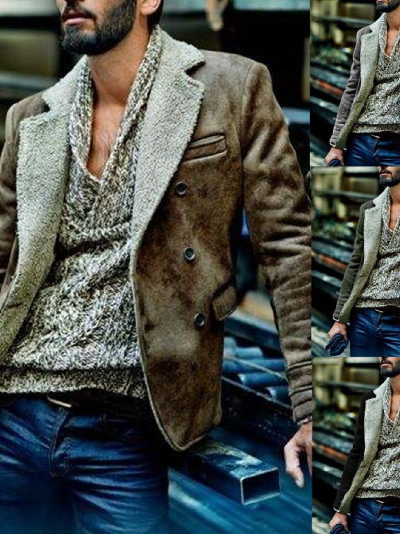 Men'S Luxury Fur-Trimmed Jacket - All-Season Warm Coat with Lining, Classic Collar & Button Closure, Mature Style Winter Outerwear for Formal & Casual Occasions, Durable & Easy-Care (Regular Fit) - European-Inspired Men'S Out