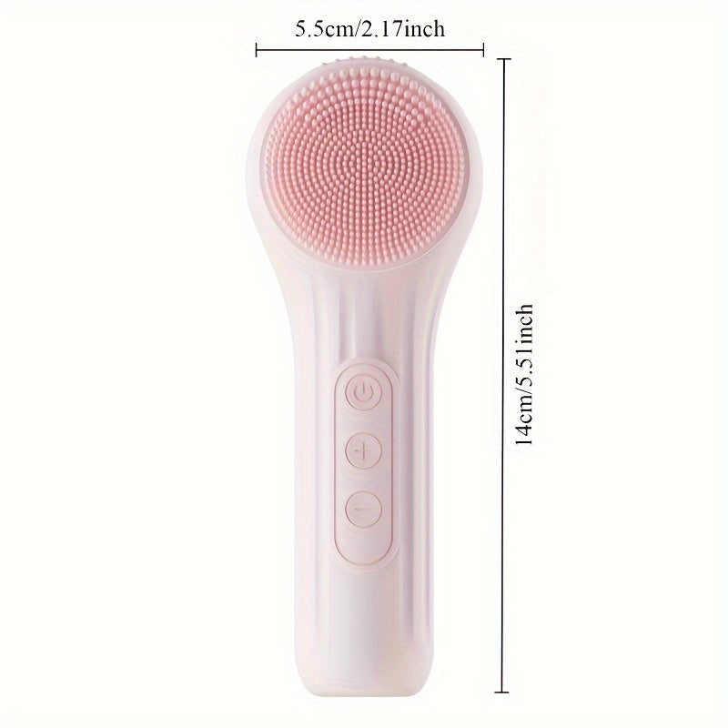Electric Facial Cleansing Brush with Vibration, Silicone & Plastic, Unscented, USB Rechargeable with 600mAh Lithium Battery, Multi-Purpose Body Massager & Cleaner, with Ideal Home Beauty Gift