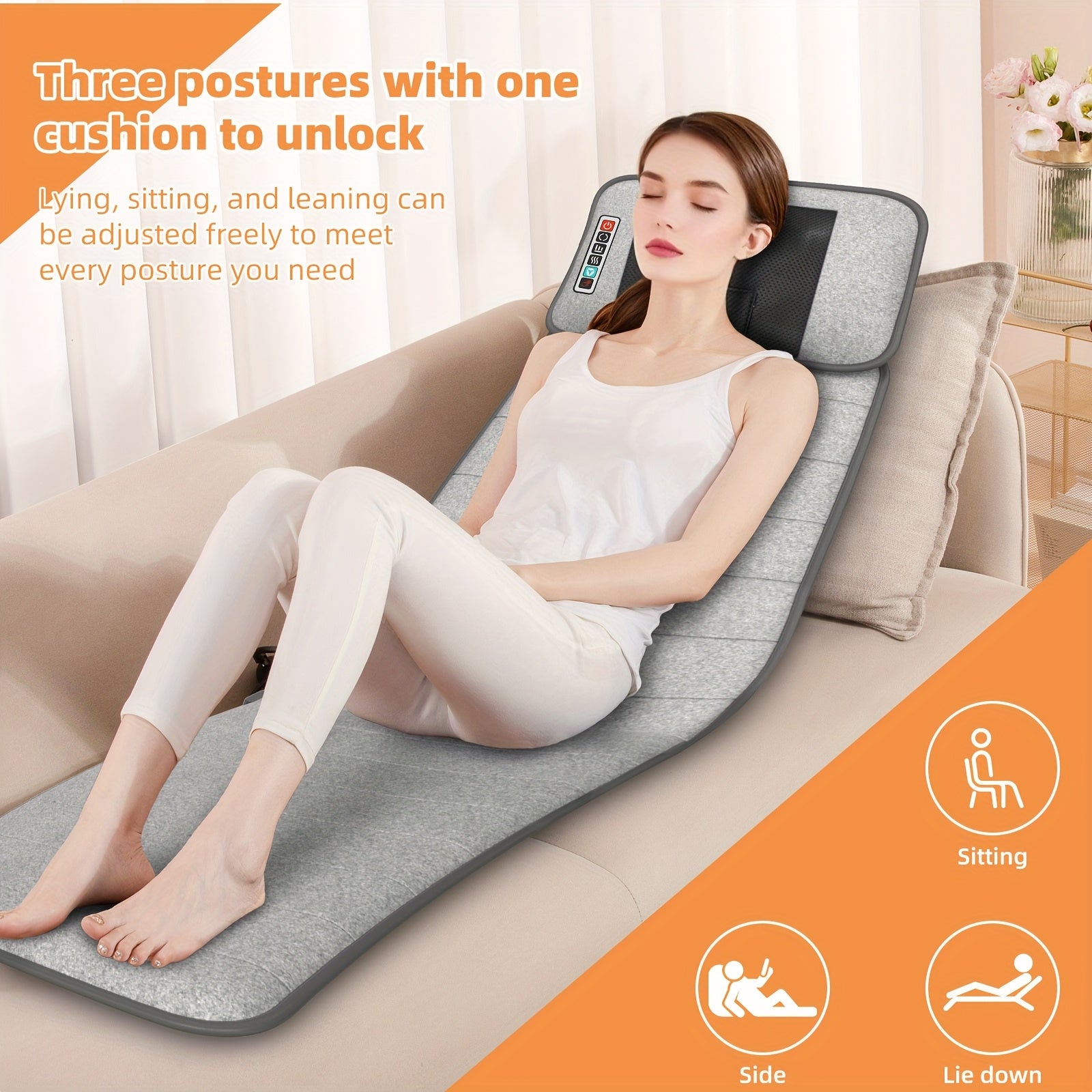MASSTECK Full Body Massager Mat with Heat &amp; Movable Shiatsu Neck Back Massager Pillow, Lumbar Traction &amp; Relax,9 Vibration Motors &amp; Back Heating Pad,Full Body Massager for Neck Back Waist Hip Leg, Massage Gift For Mom/Dad/Wom