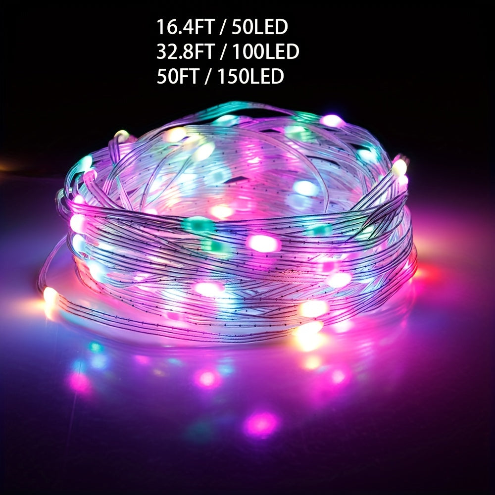 IP65 Waterproof RGB+IC Light With USB Infrared Remote Control Intelligent Wireless LED Fairy Light Christmas Light APP Control Music Synchronization Color Changing LED Strip Light With Remote Control LED Strip Light Mobile Ap