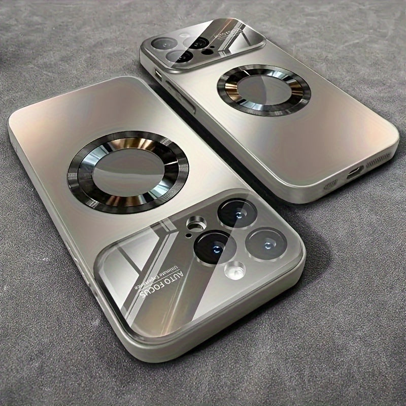 Luxury Matte Magnetic Wireless Charging Phone Case for Iphone 15 14 13 12 11 Pro Max 15 Pro Case with Glass Lens Protector Soft Bumper Shockproof Cover