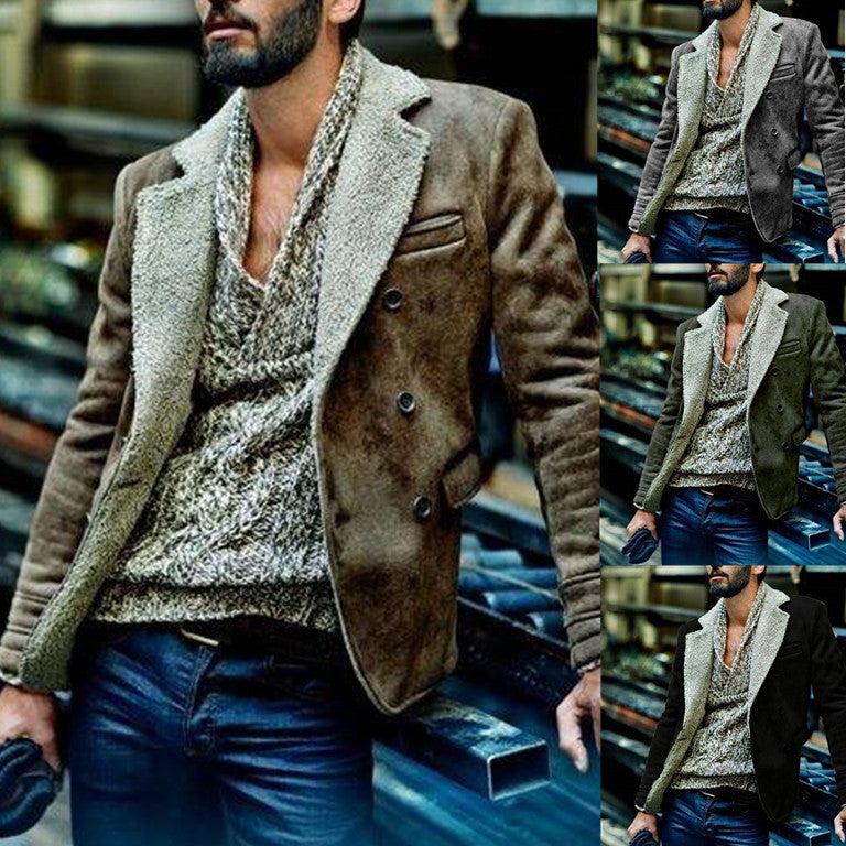 Men'S Luxury Fur-Trimmed Jacket - All-Season Warm Coat with Lining, Classic Collar & Button Closure, Mature Style Winter Outerwear for Formal & Casual Occasions, Durable & Easy-Care (Regular Fit) - European-Inspired Men'S Out
