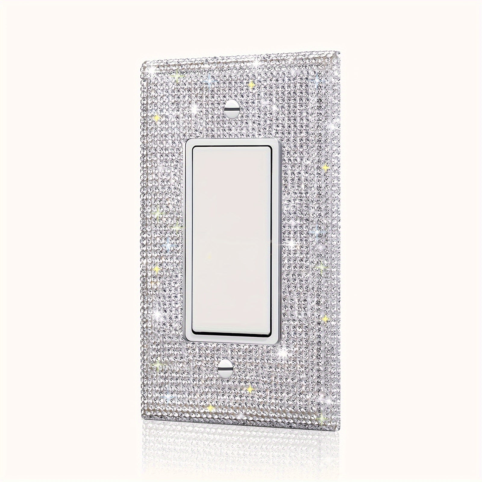 1pc Flashing Silvery Rhinestone Light Switch Cover Shiny Crystal Sparkling Wall Plate Decorative Lamp Switch or Outlet Socket Wall Plate Cover Toggle Switch Plate Cover