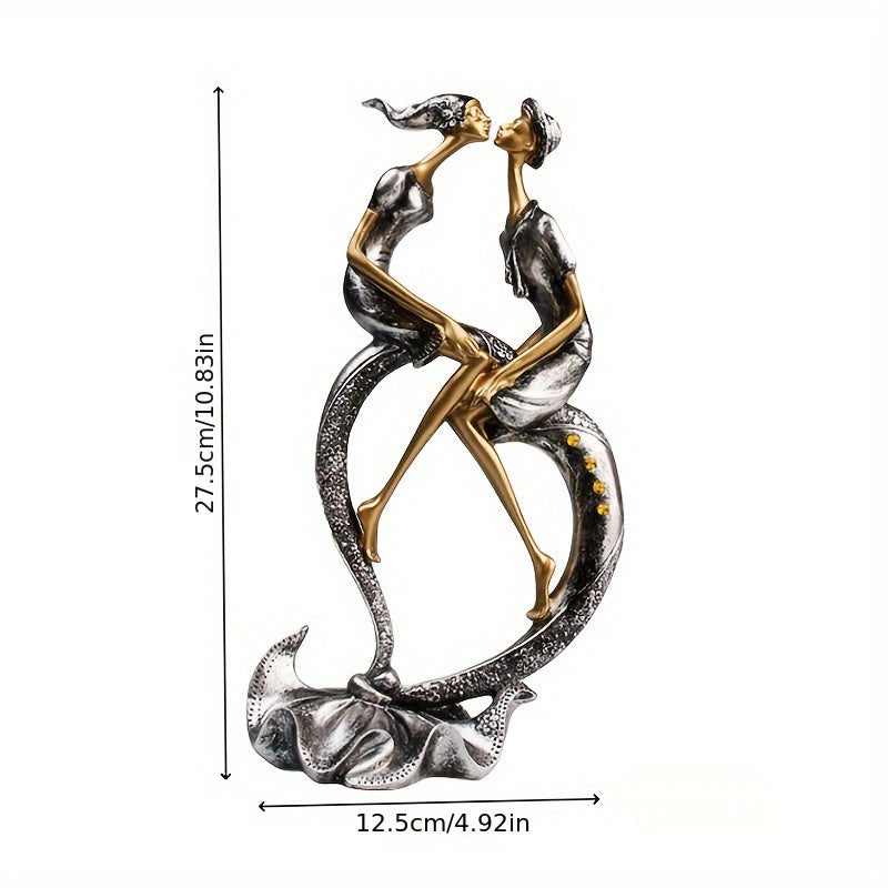 1pc, Elegant Romantic Couple Sculpture, Resin Craft, Creative Living Room TV Cabinet Bedroom Decor, Modern Home Decor