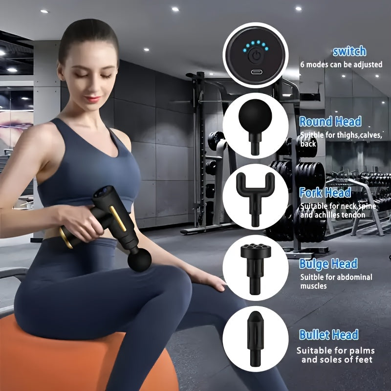 6-Speed Home Body Massager with Vibrating Electric Function, Portable Gym Bag, Multi-Use for Legs, Head, Neck, Waist, Back, USB Rechargeable Neck Membrane Gun