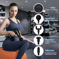 Home Convenient USB Rechargeable 7-speed Body Massager, Adjustable Multifunctional Body Fascia Gun, Fascia Electric Massager, Deep Tissue Impact Electric Muscle Massager, 4 Replaceable Massage Heads, Portable Handheld Ultra Q
