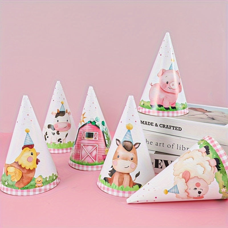6pcs Birthday Party Paper Hat, Animal Strawberry Mermaid Party Birthday Hat, Event Party Supplies, Disposable Birthday Paper Hat, Holiday Ornament, Creative Small Gift