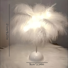 Bedroom Indoor Decorative Lights, Romantic Gift Birthday Lights, Feather Lights Table Night Light, Valentine's Day, Birthday Gifts White, Without Battery