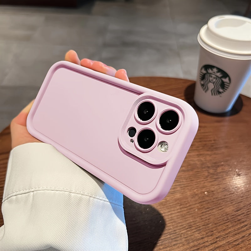 Luxurious Solid Color Shockproof Phone Case Compatible with Apple Iphone 15, 14, 13, 12, 11 Pro Max, 14, 15 Plus, Featuring Camera Protection And Accessory Coverage.