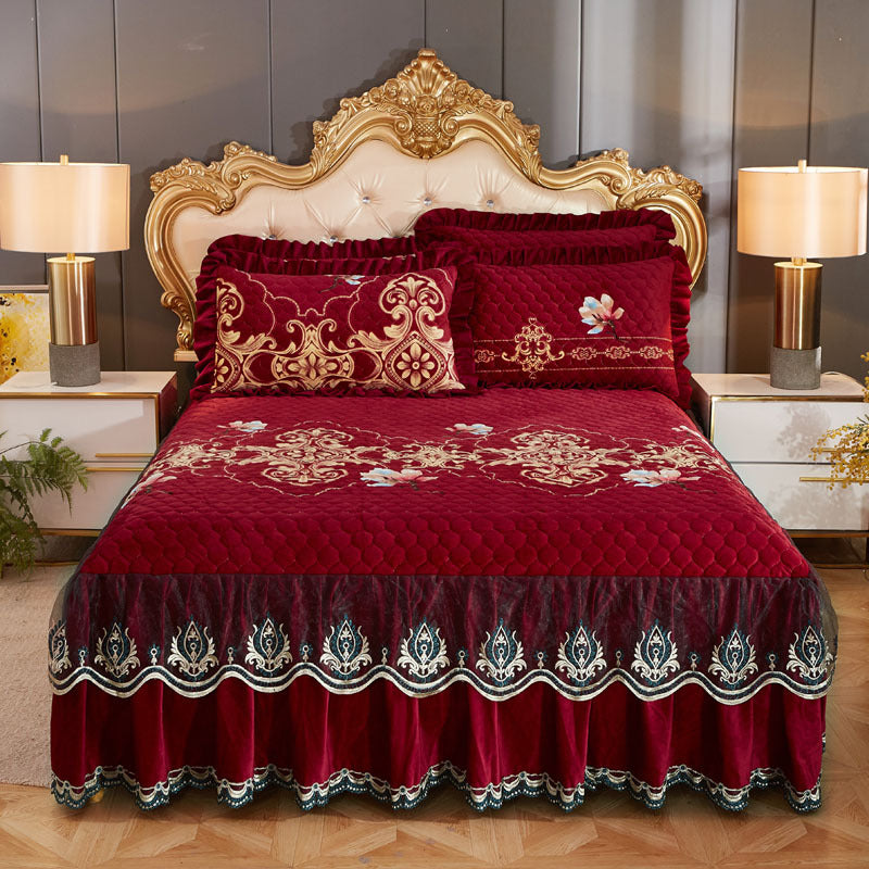 Single Piece Short Plush Bed Cover