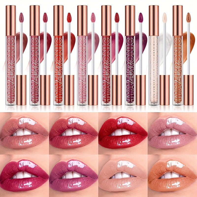8 Colors Hyaluronic Acid Glitter Lip Gloss, Moisturizing And Nourishing Lip Glaze, Long Lasting Waterproof High Pigmented Lip Gloss Valentine's Day Gifts For Music Festival