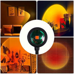 Sunset projection lamp, home decoration atmosphere lamp, sunset red decorative lamp, romantic sunset orange light and shadow effect, USB night light, multi-angle rotatable and adjustable, LED lighting, suitable for home livin