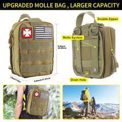 Survival Kit and First Aid kit, 160Pcs Emergency Supplies Camping Accessories With Upgraded Molle Bag, Including Hatchet Shovel Pliers Lantern, Gifts for Men Outdoor Adventure Camping Hiking Hunting