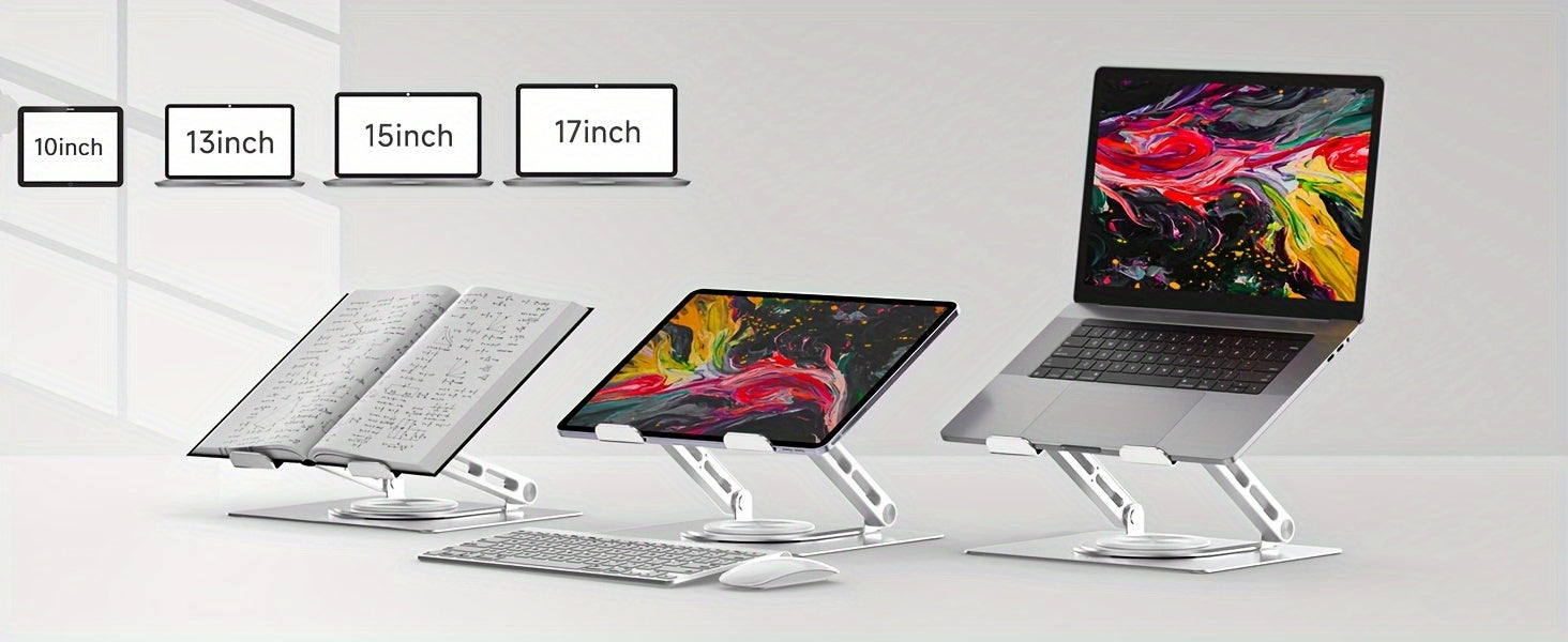 360° Swivel Laptop Stand For Desk, Ergonomic Adjustable Notebook Computer Riser Holder With Larger Heat-Vent, Compatible For MacBook Pro/Air, HP, Dell, Lenovo (10-17")