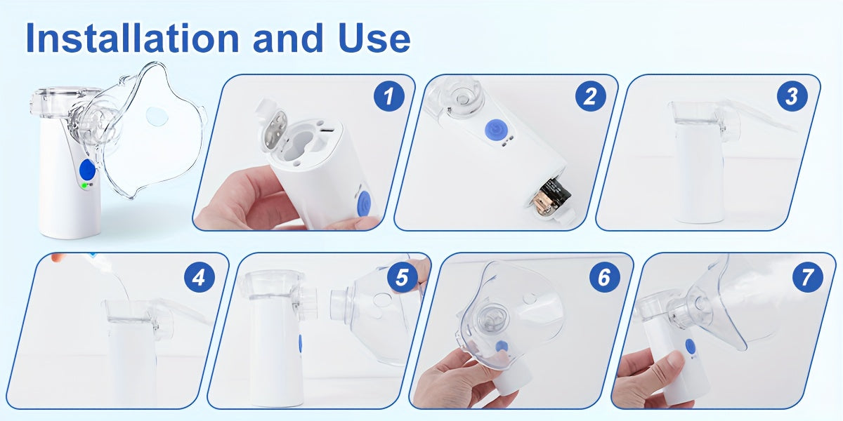 Portable Handheld Mesh Nebulizer, Medical Grade Mute Particulate Nebulizer, Suitable for Asthma, Cough, Bronchitis, Including Adult Mask & Bite Mouthpiece, Suitable for The Elderly, Adults And Children Is A Must for Travel Ho