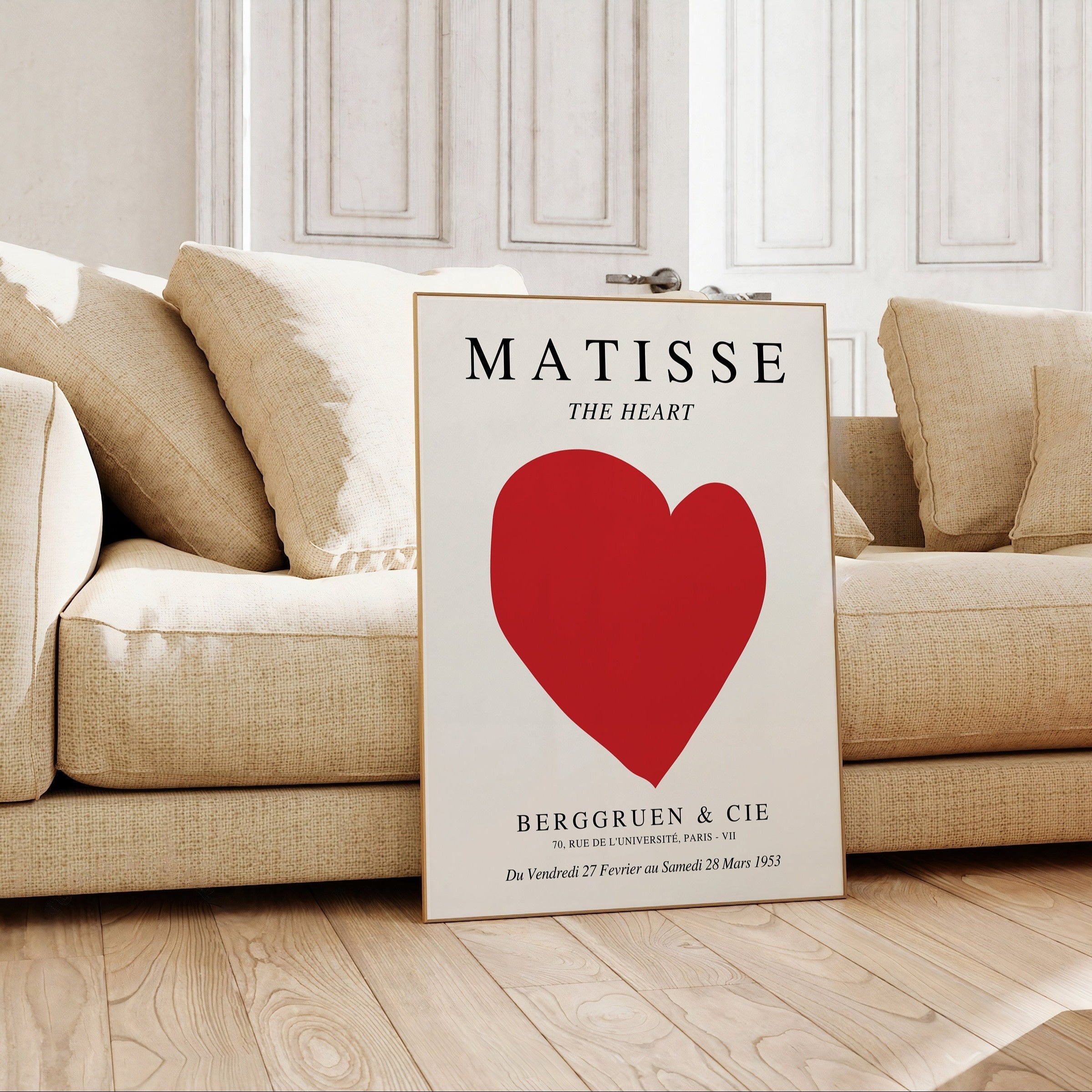Modern Romantic Love Heart Canvas Art Print - Frameless Wall Decor for Bedroom, Living Room, Kitchen & Hallway - Ideal Home Gift, Perfect for Room Decor