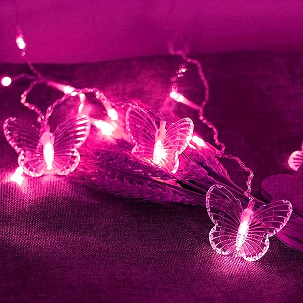 1pcs LED Christmas Light, LED Decorative Fairy String Light, 21.3ft/6.5m Butterfly Curtain Light, 8 Modes Twinkle String Light, Remote+ USB Powered Window Fairy Light, Holiday Wedding Party Bedroom Patio Decorative Light