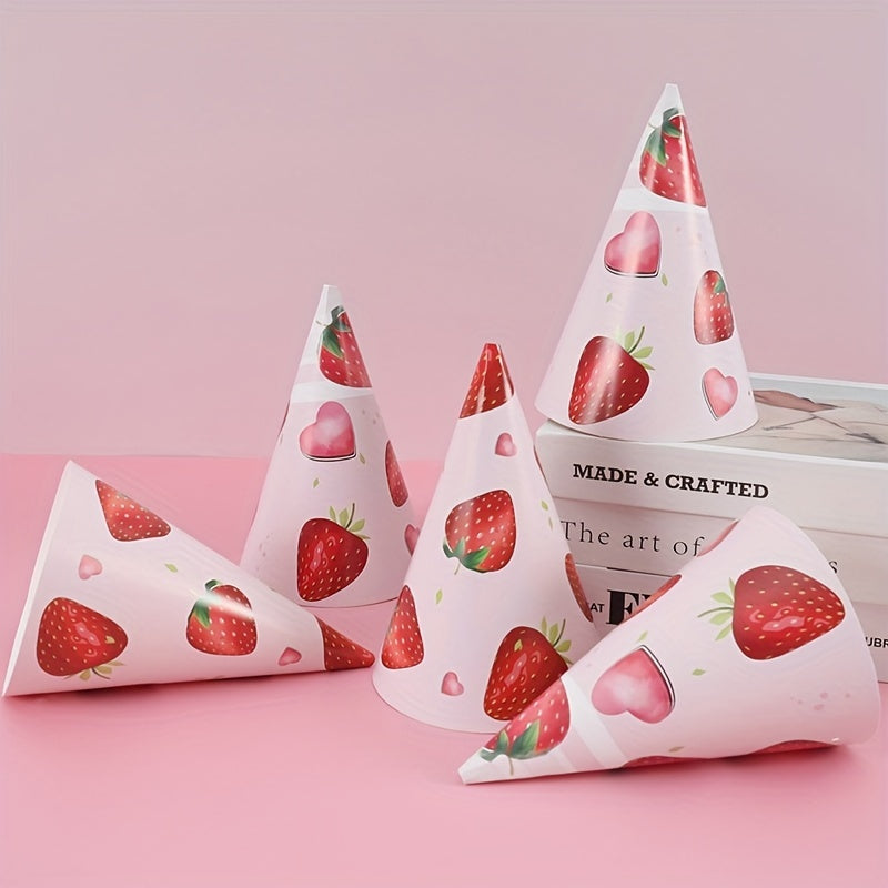 6pcs Birthday Party Paper Hat, Animal Strawberry Mermaid Party Birthday Hat, Event Party Supplies, Disposable Birthday Paper Hat, Holiday Ornament, Creative Small Gift