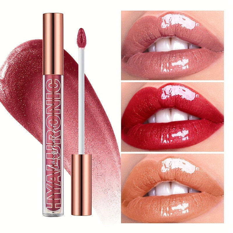 8 Colors Hyaluronic Acid Glitter Lip Gloss, Moisturizing And Nourishing Lip Glaze, Long Lasting Waterproof High Pigmented Lip Gloss Valentine's Day Gifts For Music Festival