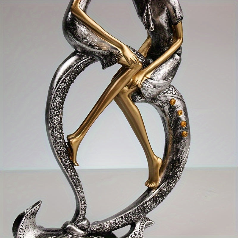 1pc, Elegant Romantic Couple Sculpture, Resin Craft, Creative Living Room TV Cabinet Bedroom Decor, Modern Home Decor