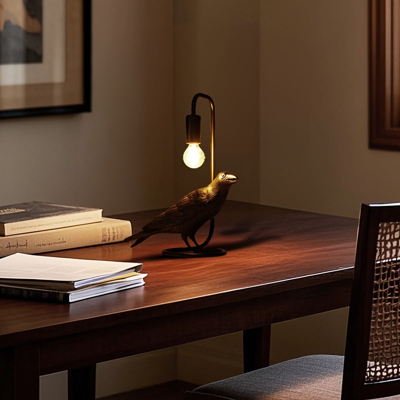 [Decorative Crow Lamp] Decorative Crow Table Lamp | Home Decor & Furnishing Desk Lamp, Ornament Display Lamp, Study Room Atmosphere Lamp, Background Light for Bar, Dining Room, Living Room, Bedside Night Light for Bedroom, De