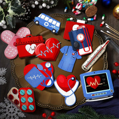 24pcs, Nurse's Day Nurse's Uniform, First Aid Kit Wooden Hanging Ornaments, Holiday Supplies, Garden Decor, Tree Decorations, Party Decor, Yard Decoration