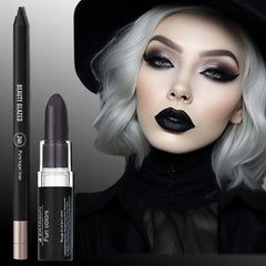 1 Set: Dark Style Matte Lipstick, Waterproof Eyeliner & Eyeshadow Pen Trio - Long-Lasting, Plant-Based Squalane Halloween Makeup Kit for Bold & Dramatic Looks