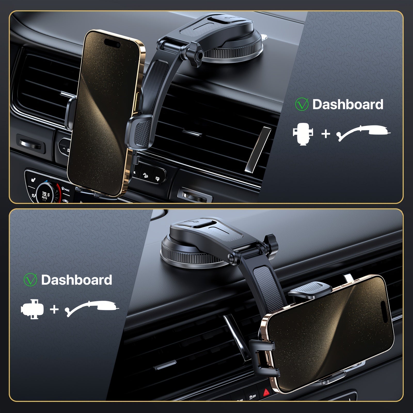 Universal Car Phone Holder For Car Dashboard, Strong Suction Cup, Horizontal And Vertical Viewing Options, Hands-Free Safe Driving, Universal Compatibility With All Phones, Christmas, Festival, New Year's Gift