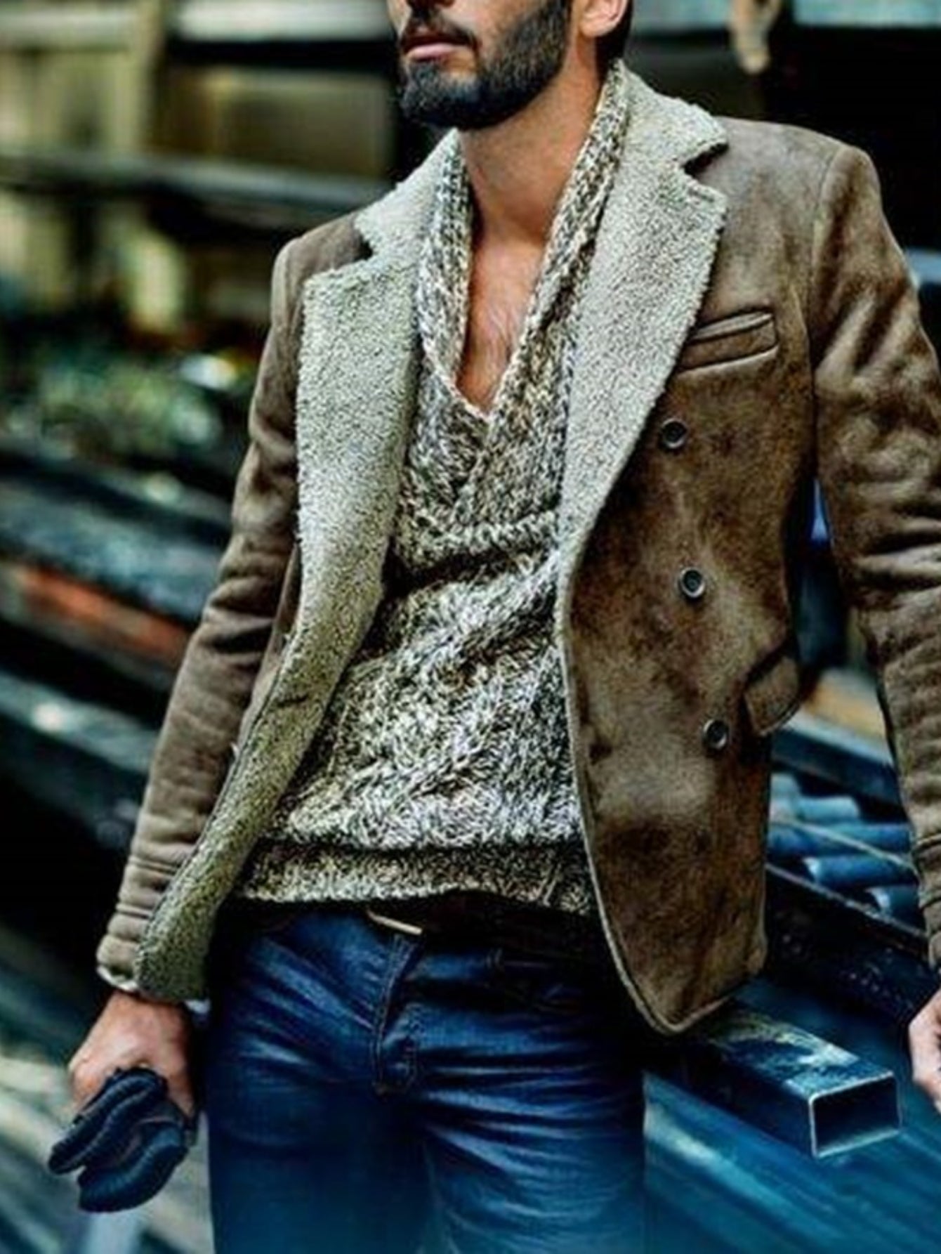 Men'S Luxury Fur-Trimmed Jacket - All-Season Warm Coat with Lining, Classic Collar & Button Closure, Mature Style Winter Outerwear for Formal & Casual Occasions, Durable & Easy-Care (Regular Fit) - European-Inspired Men'S Out