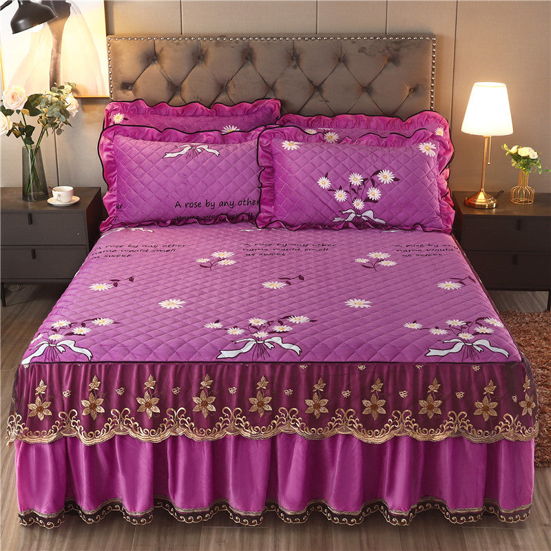 Single Piece Short Plush Bed Cover